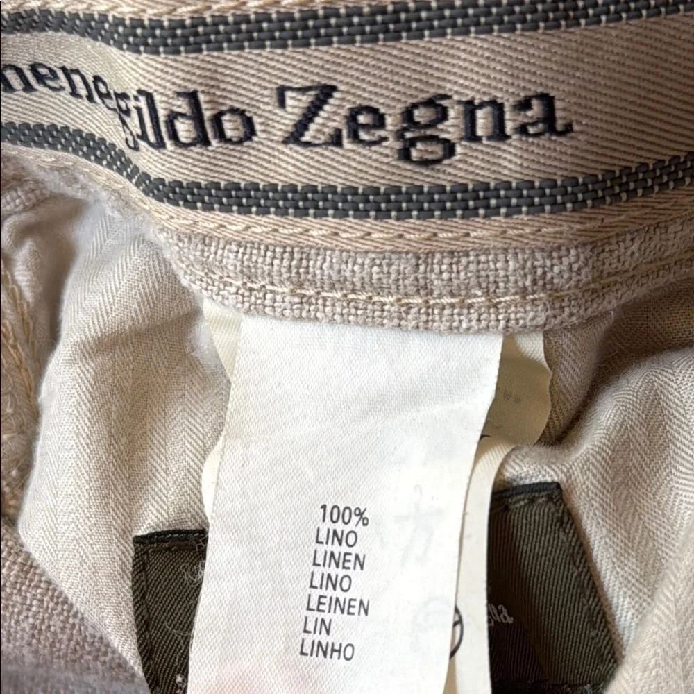 Ermenegildo Zegna Men’s 38 Tan Chinos Classic Linen Style